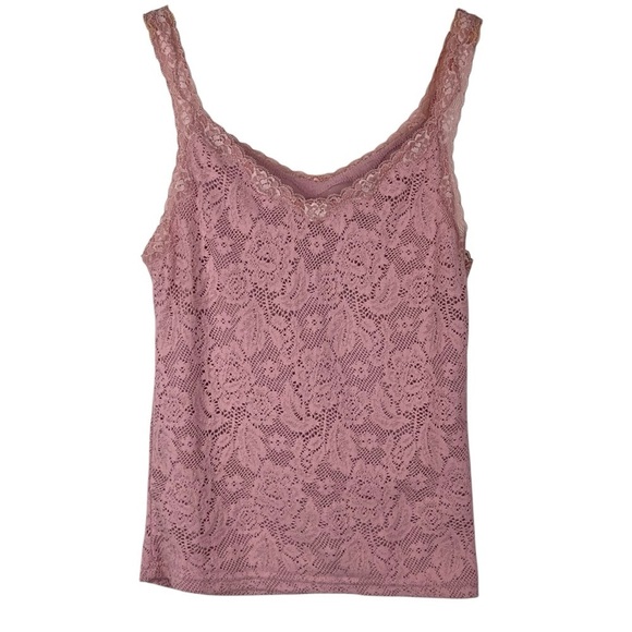 Y2K Faded Glory Pink Dusk Lace Cami Tank Size Medium (8/10) - Picture 1 of 9